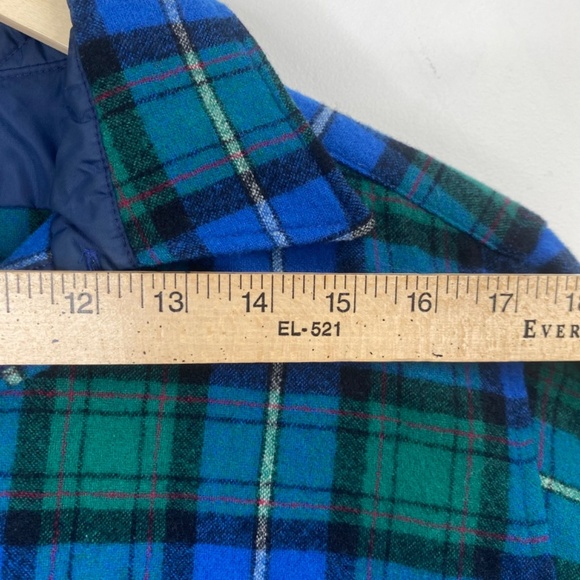 Vintage Pendleton Lodge Shirt 70s Wool Flannel Blue Made In USA L Gorpcore FLAW - Picture 10 of 12